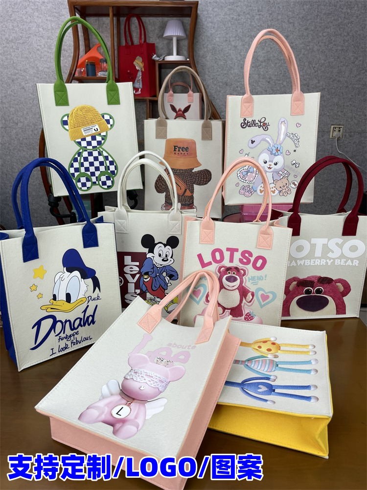 factory direct supply felt bag niche new style tote bag hot printing storage handbag internet celebrity volkswagen tote bag