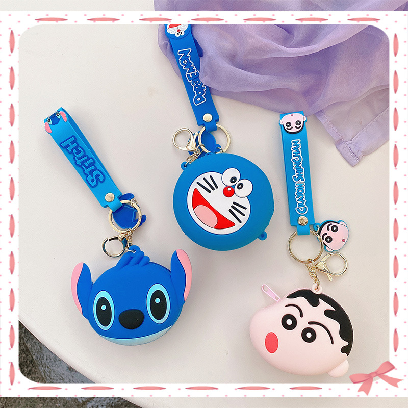 Cartoon Children Small Wallet Cute Coin Storage Bag Keychain Female Backpack Package Pendant Silicone Coin Purse Earphone Bag