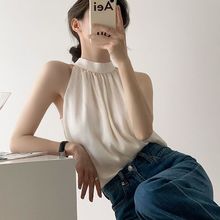 法式小吊带无袖上衣女2025春夏设计感小众外穿美人肩法式挂脖背心