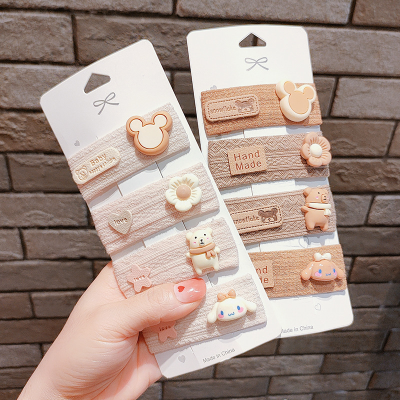 Clip Hair Accessories Wholesale New Milk Coffee Color Cartoon Barrettes Cute Japanese Style Hairpin Female Bangs Side Clip Hairware