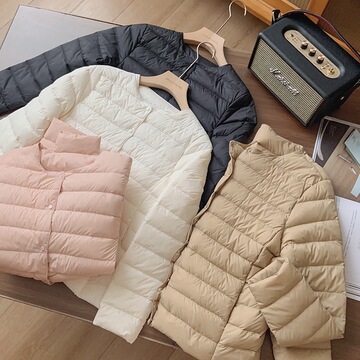 n种穿法 叠穿实用轻便保暖90白鹅绒羽绒服女短款保暖外套yr110111