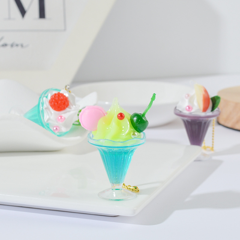 Simulation Miniature Candy Toy Cup Props Fun Emulational Fruit Dessert Ice Cream Cup Simulation Food Model Pendant