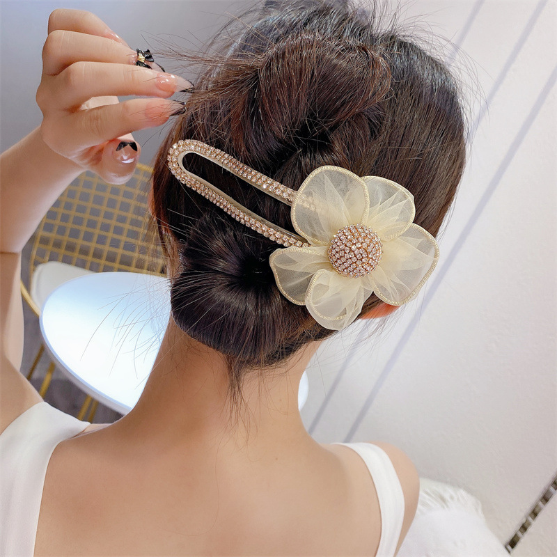 Internet Celebrity Bow Elegant Gentle All-Match Tassel Updo Hair Clip Lazy Hairpin Spring and Summer High-Grade Pearl Headdress