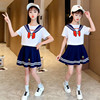 girl Summer Set 2022 new pattern CUHK Navy collar College wind children leisure time Western style fashion Two piece set