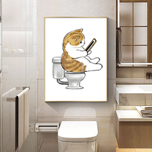 卫生间装饰画现代简约浴室厕所挂画免打孔洗手间日式猫咪宠物壁画