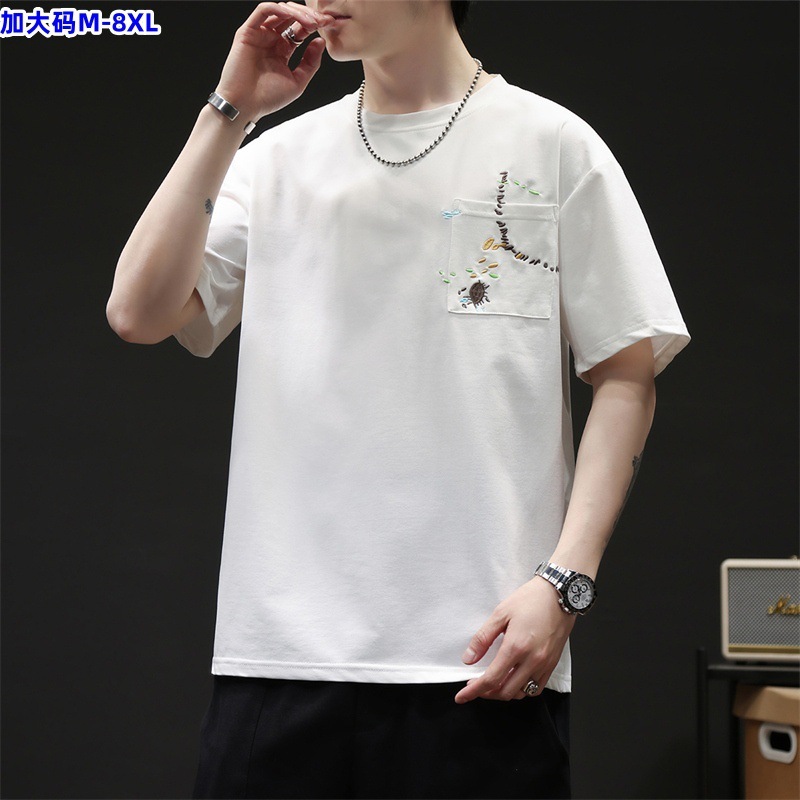 大码短袖男夏季2024新款冰丝t恤胖子男装宽松加肥加大打底衫上衣