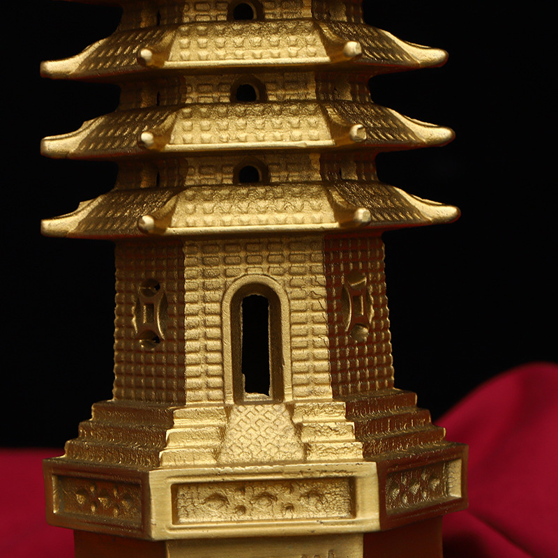 纯铜十三层文昌塔摆件13层九层铜塔考试开业礼品书房办公礼品