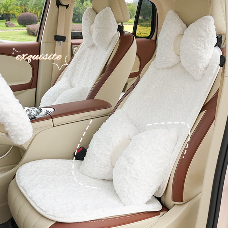 Winter New Car Cushion Plush Warm Soft Comfortable Car Seat Cushion Simple Fashion Car Cushion for Women