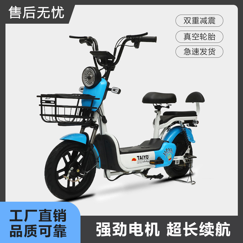 跨境厂家新国标电动车外贸电瓶车超轻骑行两人亲子老人成人代步车