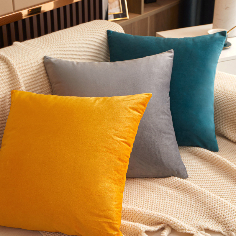 Cross-Border Amazon Hot Selling Product Netherlands Velvet Solid Color Velvet Pillow Cover Ins Style Bedside Cushion Sofa Cushion