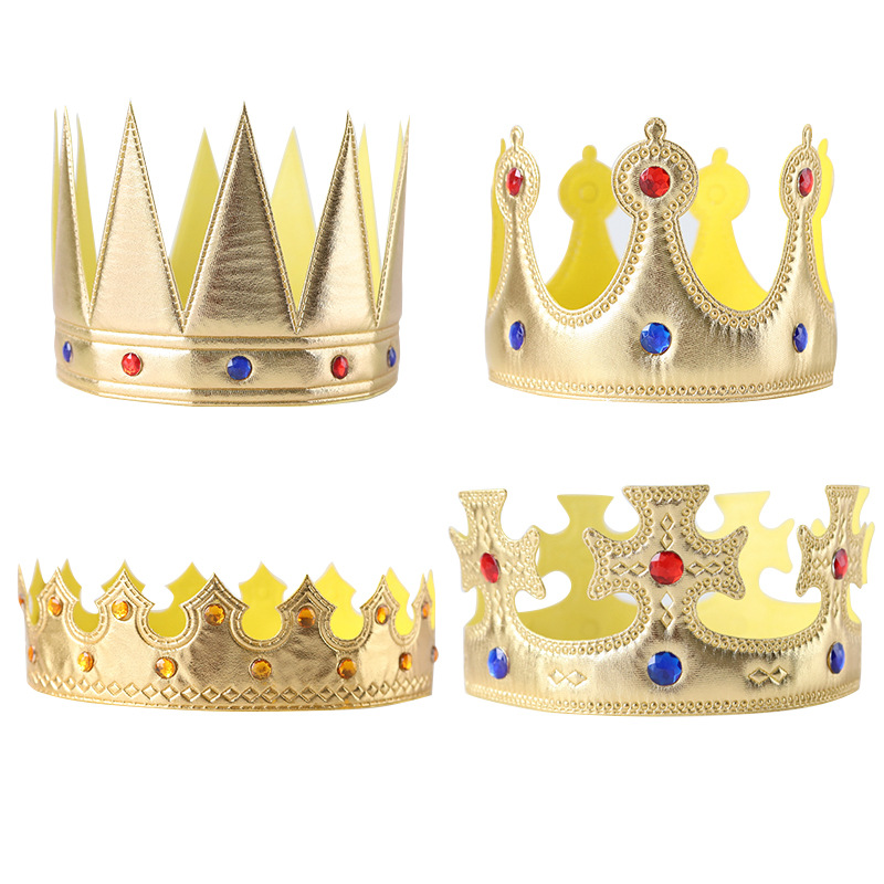 King Crown Halloween Children Birthday Arrangement Props Golden Cloth Crown Hat Headdress Party Supplies Wholesale