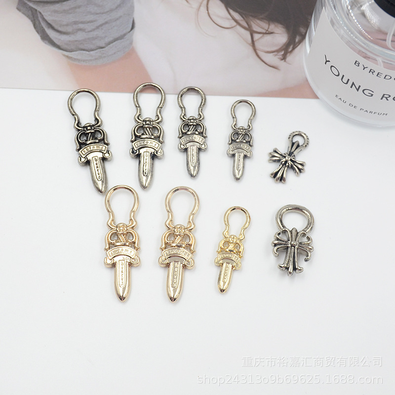 Zipper Head Pendant Pull Head Cross Sword Pendant Head Clothing Shoes Bag Zipper Accessories