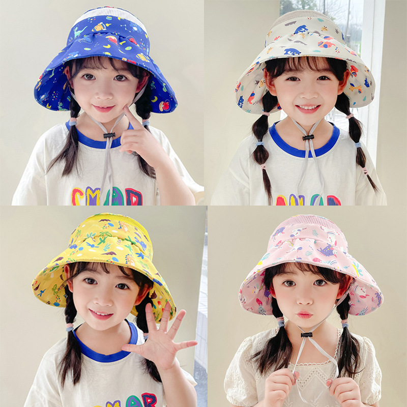 儿童空顶帽夏季遮阳大檐男童女童宝宝防晒夏天防紫外线卡通透气薄