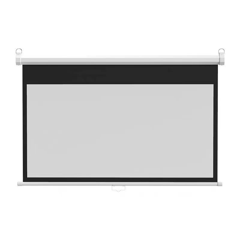 手动投影屏幕投影幕布手拉回弹幕布抗光高清挂墙自锁办公家用幕布