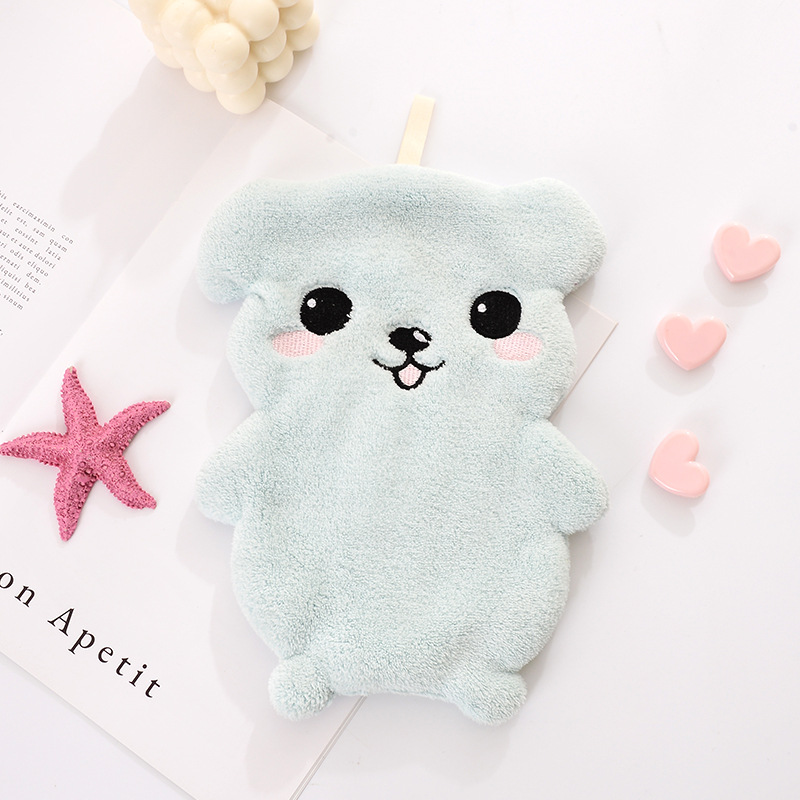 Cute Dog Double Layer Hand Towel Hanging Cute Coral Fleece Hand Towel Double Layer Hand Towel Wholesale