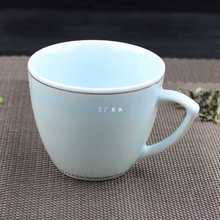 Q4Y4陶瓷有耳茶杯大号主人杯品茗杯白瓷功夫茶具套装带把手柄杯子