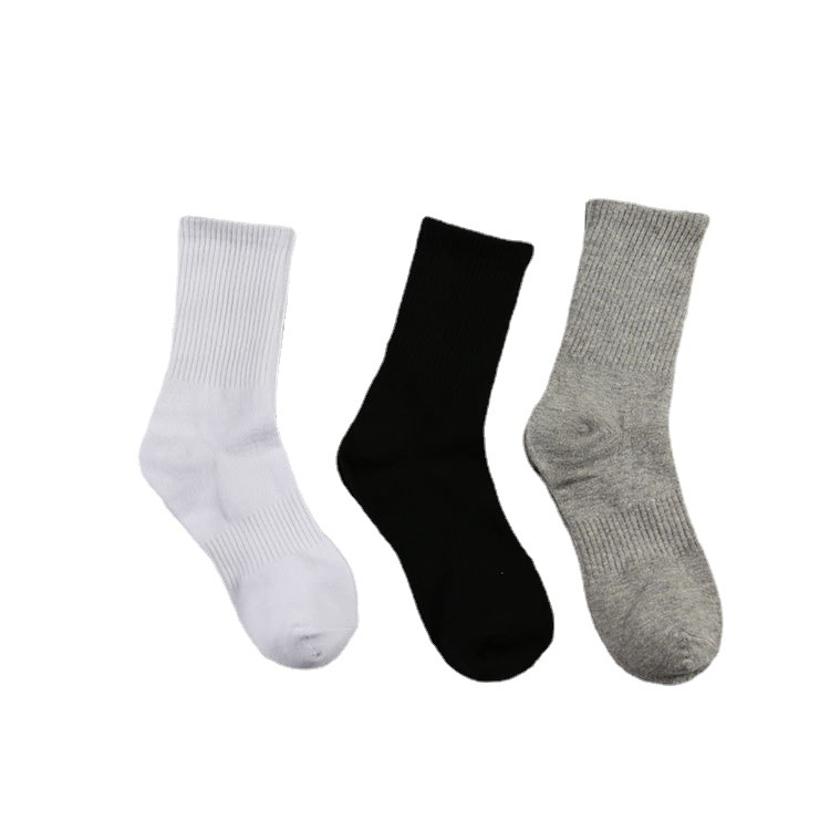 Athletic Socks Women's Mid-Calf Black White Gray Solid Color Socks Combed Cotton Lovers' Socks Students' Socks Winter Factory Wholesale