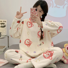 珊瑚绒睡衣女冬季加绒加厚保暖法兰绒网红ins风2024年新款家居服