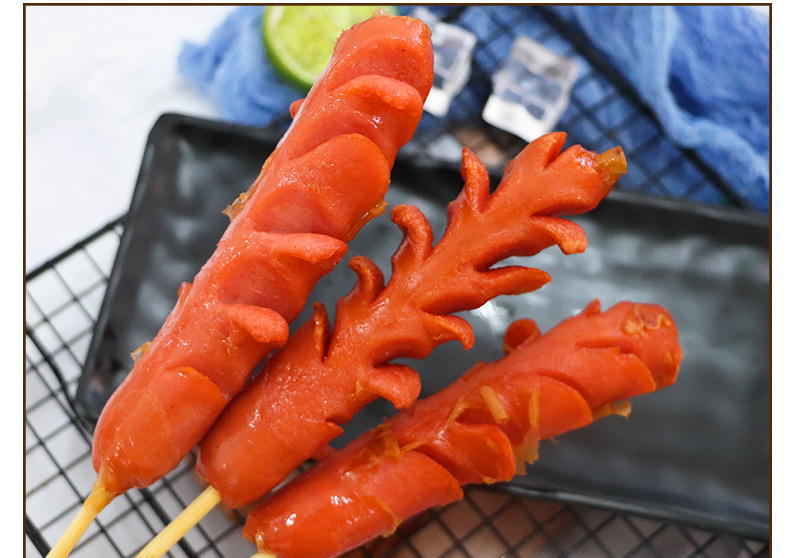 得力龙麦穗开花肠切花肠户外烧烤食材商用油炸热狗火腿烤香肠15串