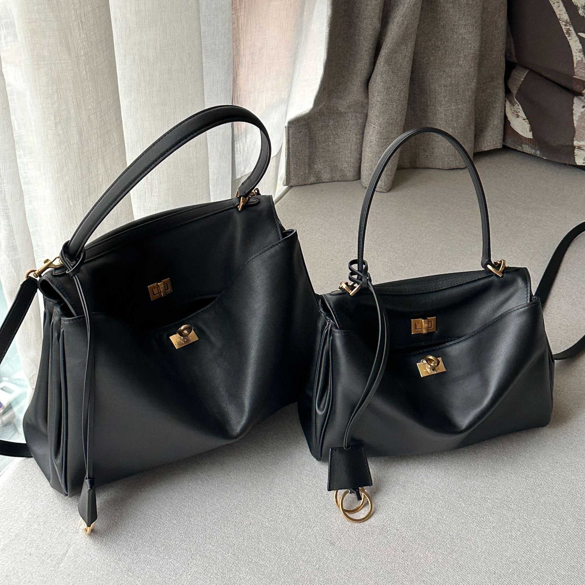 24b家新款rodeo进口小牛皮单肩包王通勤慵懒锁扣腋下手提凯莉女包