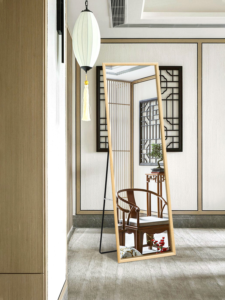 实木穿衣镜卧室镜子贴墙全身镜壁挂家用试衣镜简约新中式落地镜