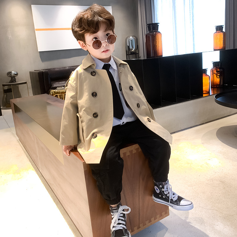 童装男童风衣英伦风图片