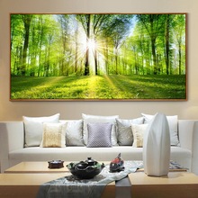现代简约森林装饰画客厅卧室床头大树风景墙壁画长青树林餐厅挂画