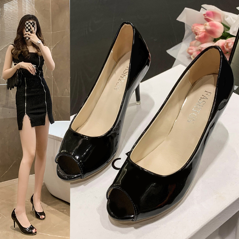 高跟凉鞋女2024夏简约时尚外穿新款鱼嘴单鞋女高跟鞋细跟性感女鞋