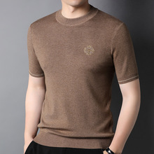 羊毛衫打底上衣韩版修身男士圆领针织短袖青年休闲短袖T恤打底衫