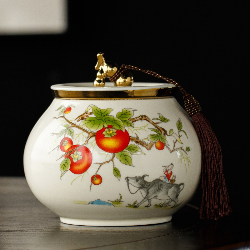 厂家批发陶瓷茶叶罐中式密封存茶罐储存罐瓷罐储茶罐家用绿茶红茶
