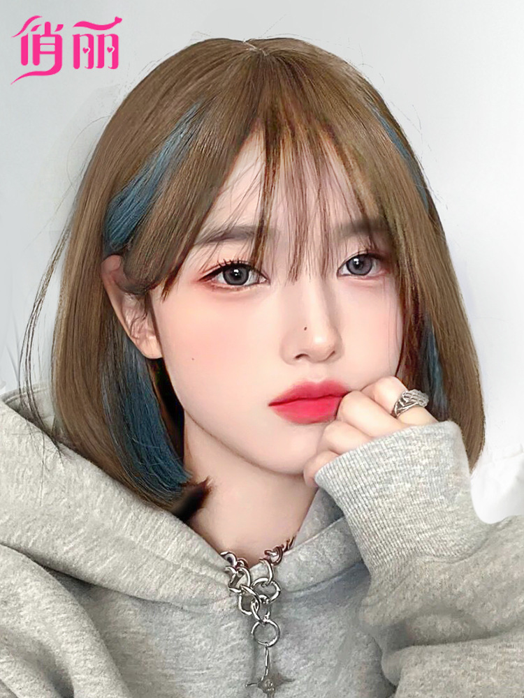 假发女短发头套挑染全头套式波波头造型仿真发丝减龄自然一件代发