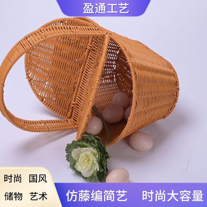 仿藤编收纳篮手工编织收纳筐大框带盖手提家用客厅-阿里巴巴
