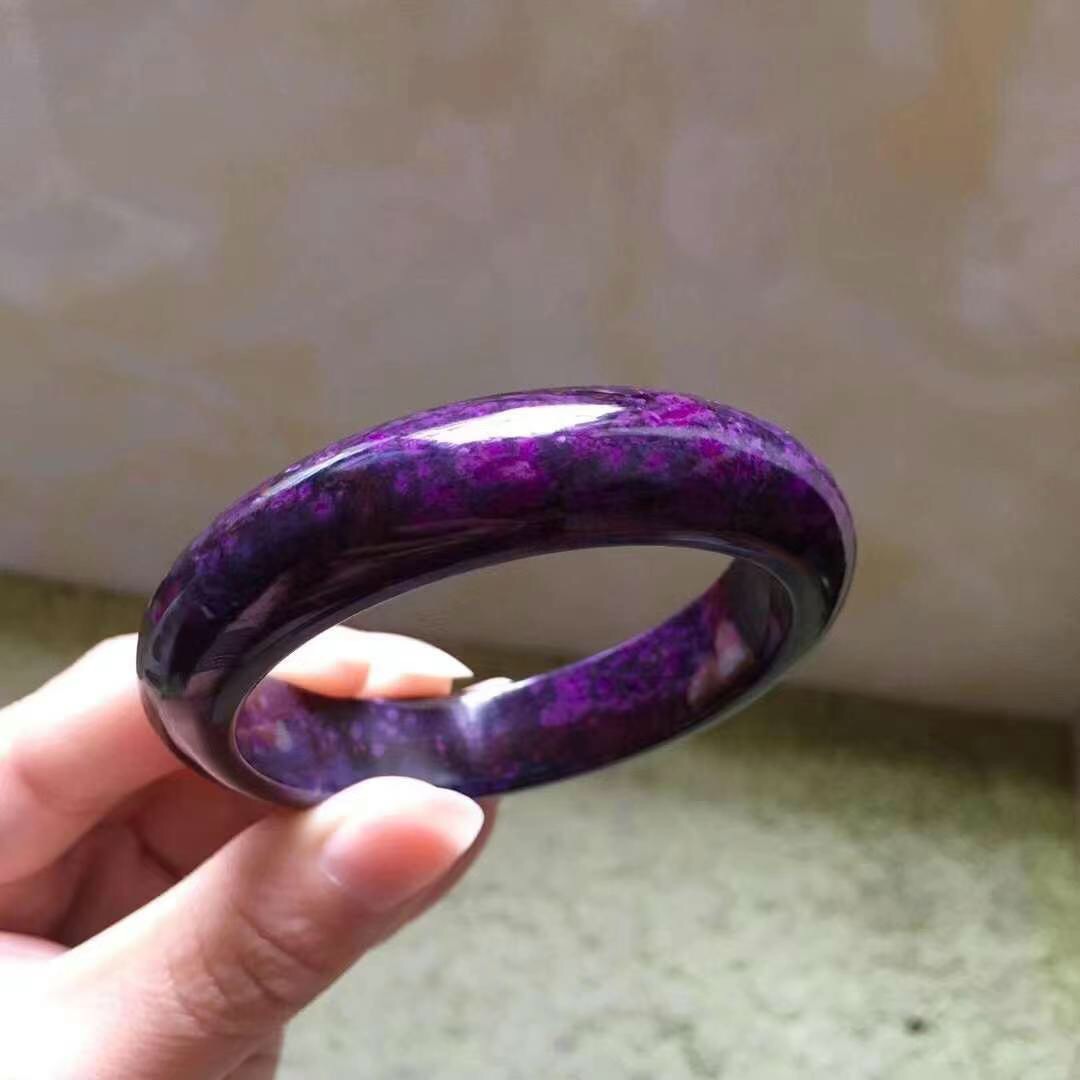 天然南非老料舒俱来皇家紫冰润老矿手镯舒俱徕原石内径56.5mm