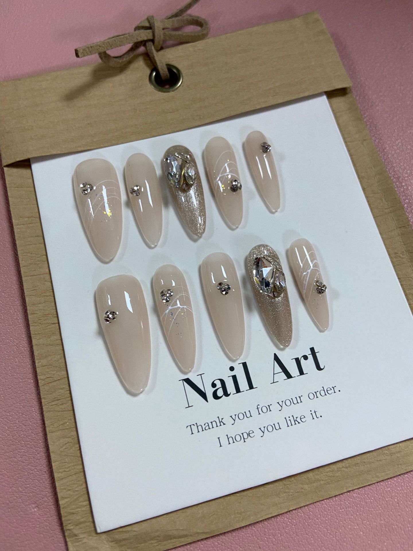 [Real Shot] Internet Celebrity Handmade Wear Nail Tip Nail Long Almond Nail Nail Simple Temperament Nail Tip Wholesale