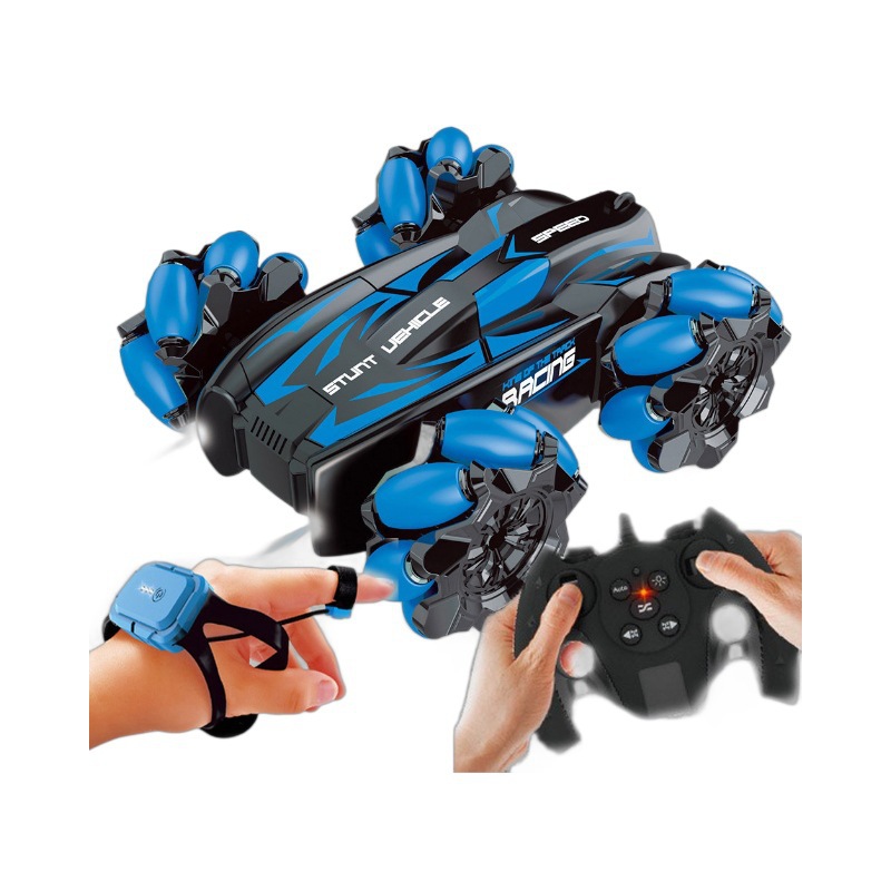 跨境双面行使灯光翻滚手势特技遥控车四驱越野漂移儿童玩具车