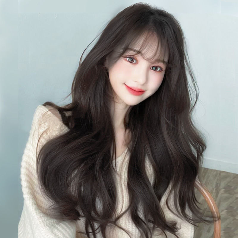 假发女长发网红时尚黑长直新式发套空气刘海自然中长发女全头套式