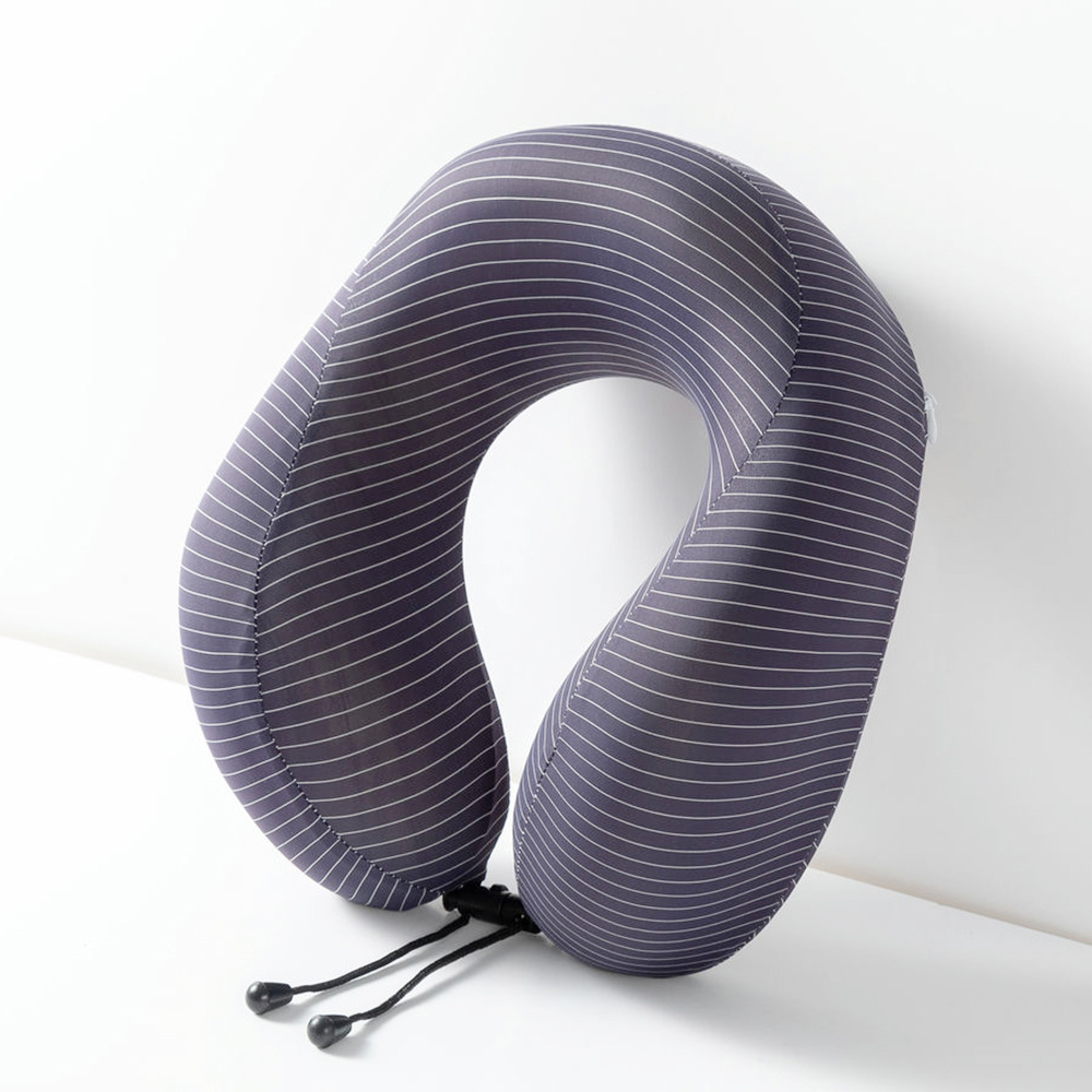 Summer Stripes U-Shaped Neck Pillow Removable and Washable Slow Rebound Memory Foam Business Portable Storage Office Siesta Pillow