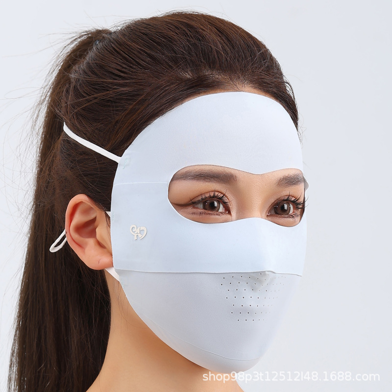 Seamless Sun Protection Mask Ice Silk Cool Full Face Cover UV Protection Ice Silk Outdoor Facekini Breathable Mask
