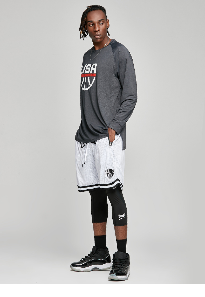 布鲁克林篮网队篮球裤哈登杜兰特欧文运动裤双层刺绣网眼美式短裤