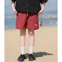 夏日亮色沙滩短裤女春季新款设计感刺绣速干学生运动五分裤洋气