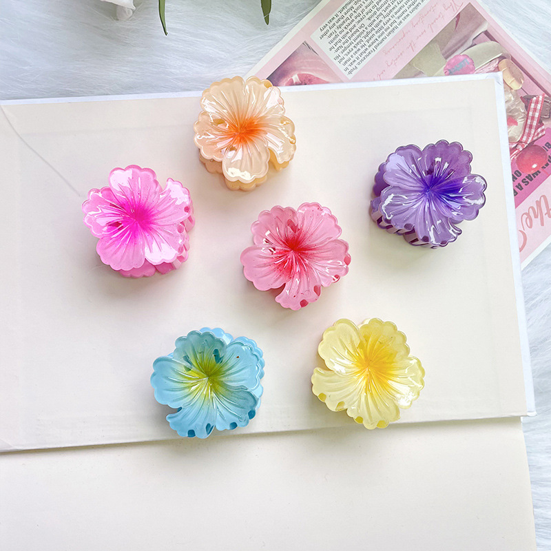 跨境热销4CM渐变花朵抓夹后脑勺甜美时尚樱花鲨鱼夹外出百搭简约