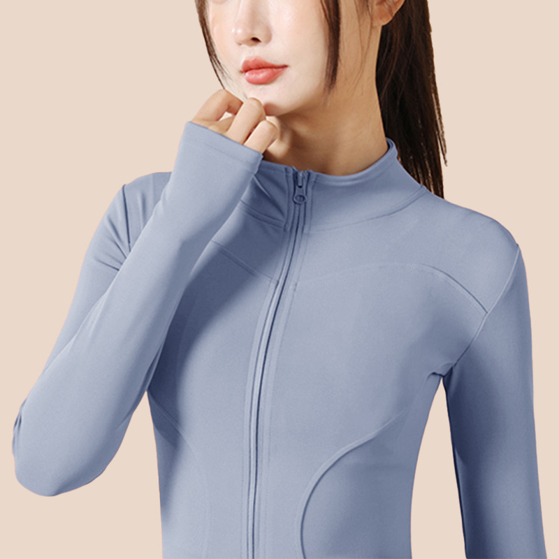 Lulu Yoga Clothes Coat Women's Tight Sun Protection with Zipper Slim Fit Running Quick-Drying Sports Workout Yoga Top Long Sleeve