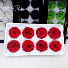 云南保鲜花厂家批发多色花头4-5cmA级永生玫瑰12朵一盒  永生玫瑰