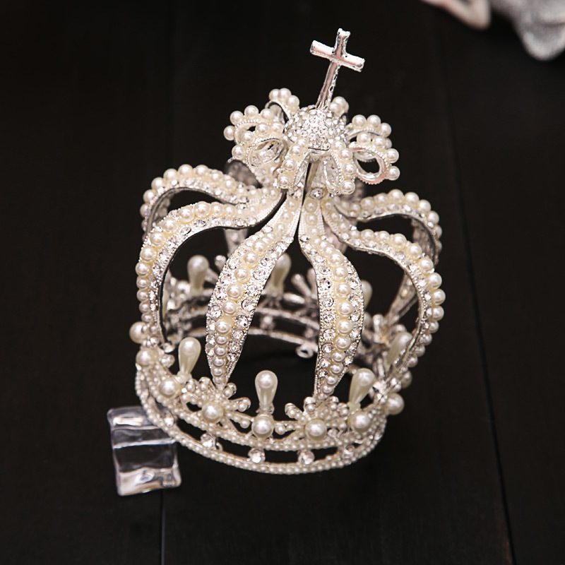 欧美新娘皇冠大气复古结婚婚纱头饰女生日成人演出圆形头冠配饰品