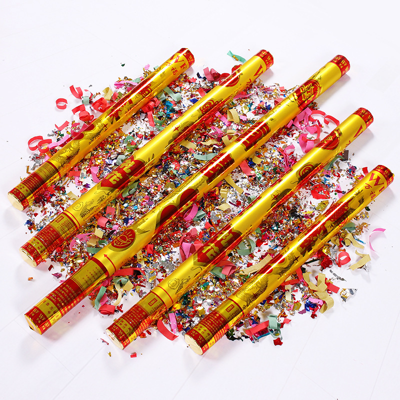 婚庆用品直销批发婚礼礼花筒手持金色结婚礼宾花节日庆典喜庆礼炮