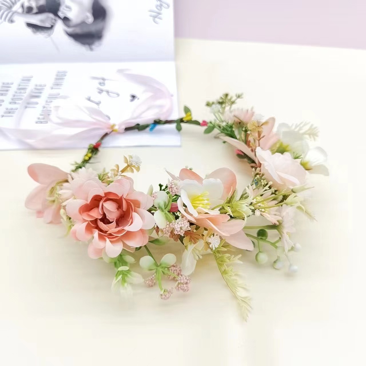 Mori Style Garland Sweet Simulation Wreath Headdress Outing Photography Factory Direct Sales Headdress Flower Wholesale