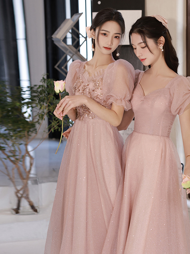 婚纱红色礼服绑带白色绑带礼服相似粉色伴娘服女2022新款春季简约大气