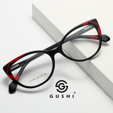 F7728新款跨境猫眼平光眼镜架女板材欧美光学镜框配近视框架眼镜