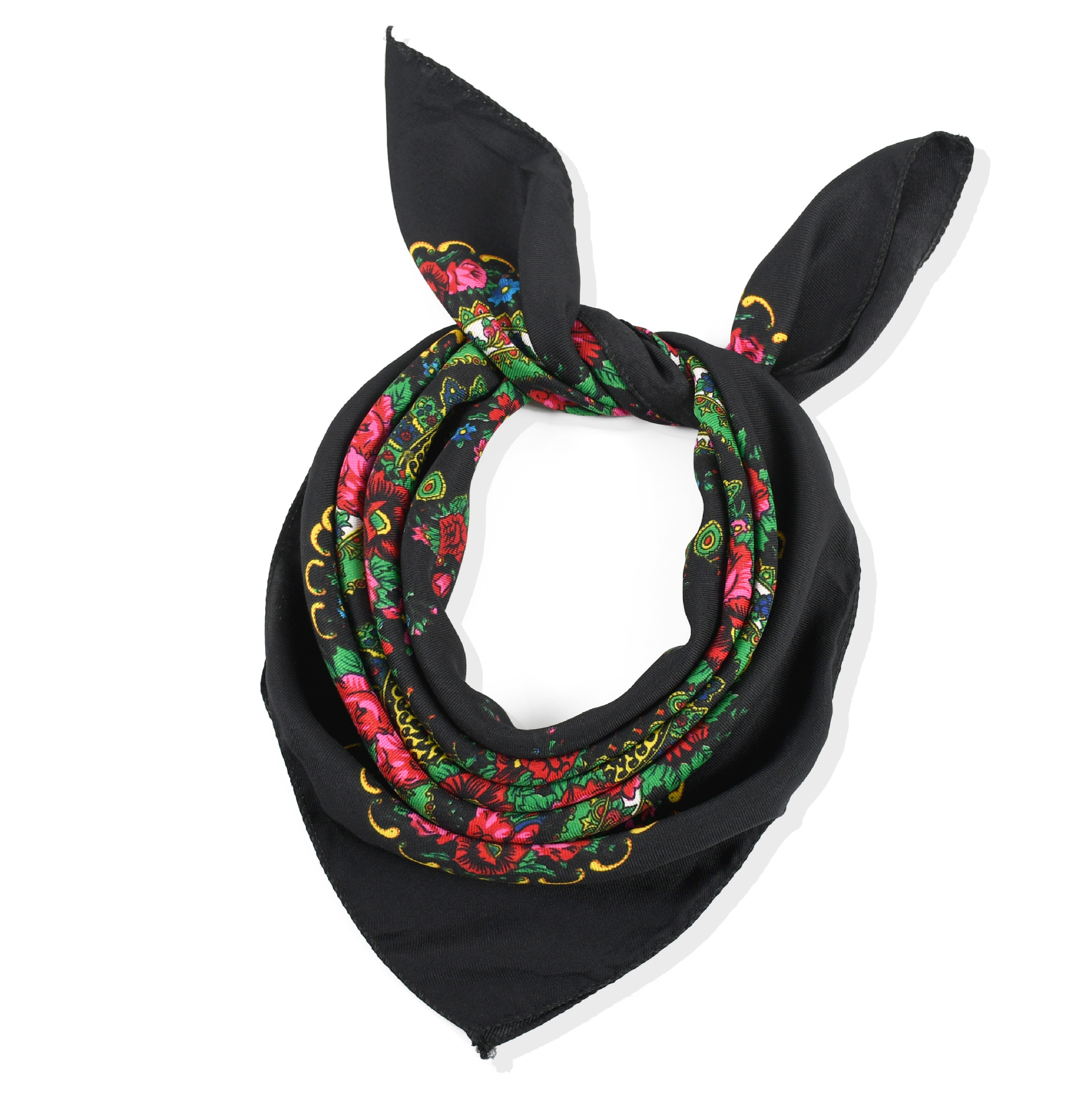 彩色复古民族风包头方巾 穆斯林防尘防晒围巾