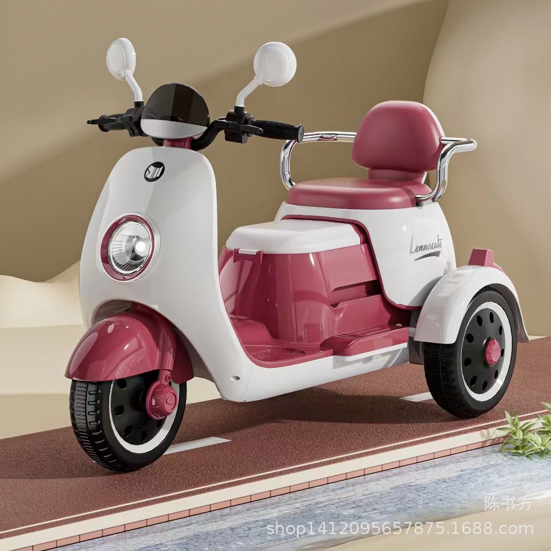 儿童电动摩托车可坐双人男女孩充电三轮车2-6岁宝宝电动玩具车